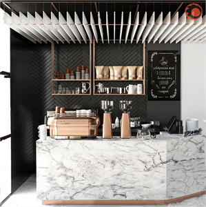 Industrial style cafe marble cashier desk 3d model